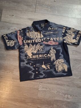 Kids Navy Blue Polo Shirt with Patriotic United States Graphics